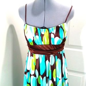 Ruby Rux spegetti strap/green/brown/teal party dress,Sz Med
